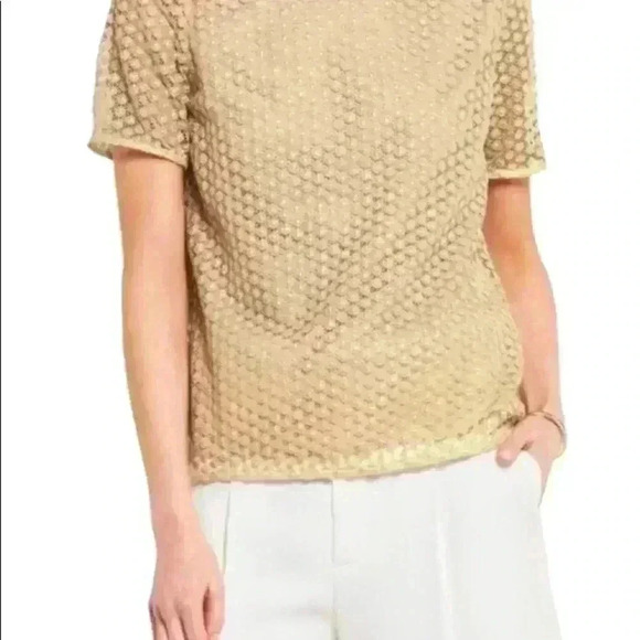 Diane von Furstenberg Brylee Gold Metallic Lace Top Size S - Picture 2 of 9